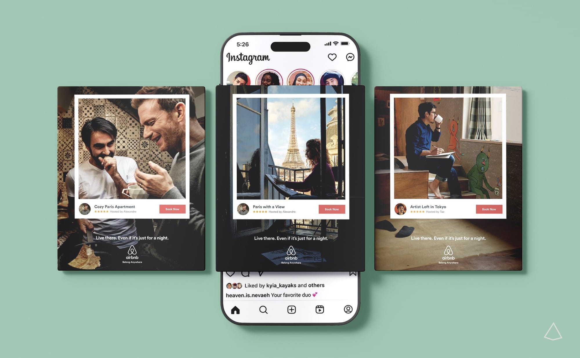Mockup campagna Live There Airbnb Mockup di post Instagram della campagna “Live There” di Airbnb.