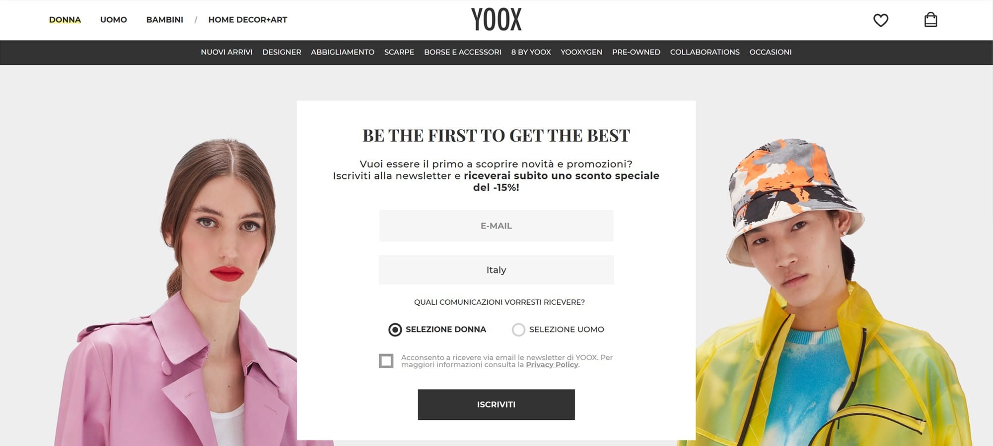 Popup per lead generation Popup di lead generation.