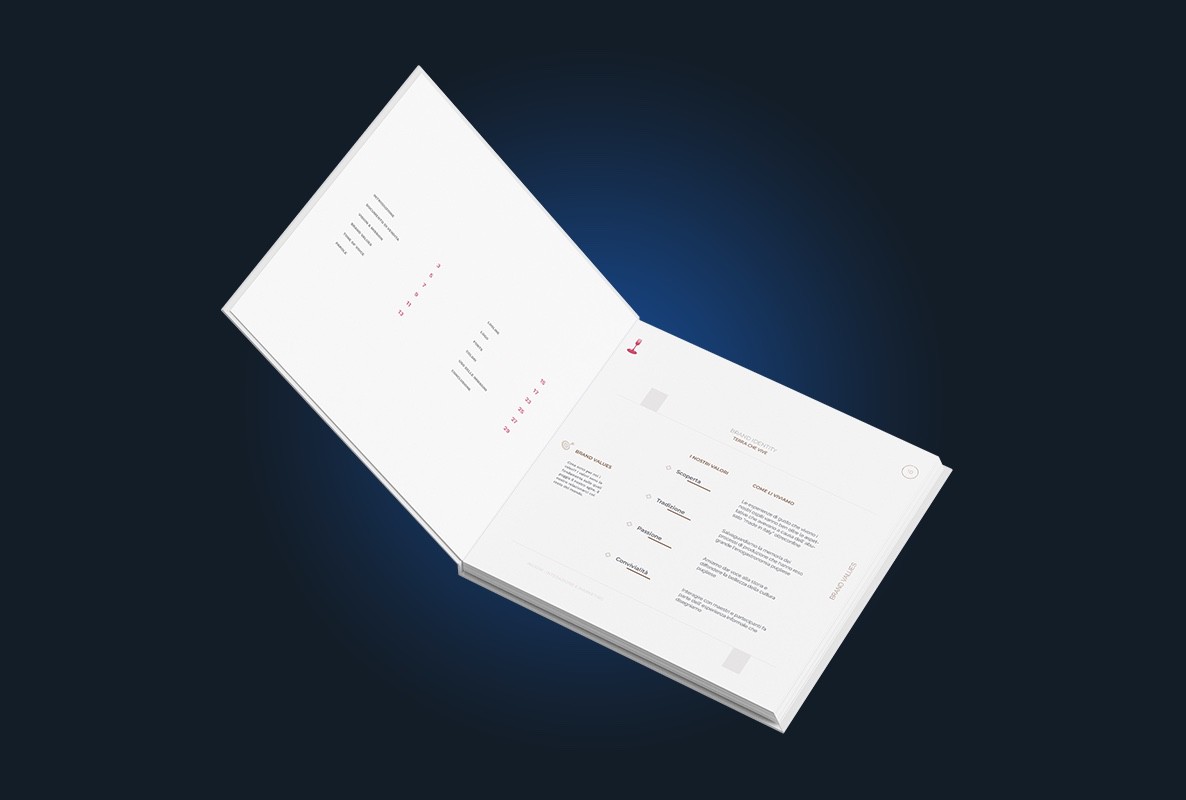 Mockup stampato su carta bianca di brand identity guidelines.