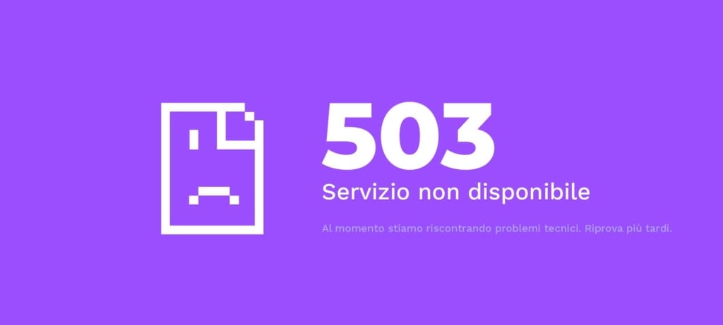 Problemi IT svantaggio ecommerce errore server 503 Un esempio di pagina d’errore.