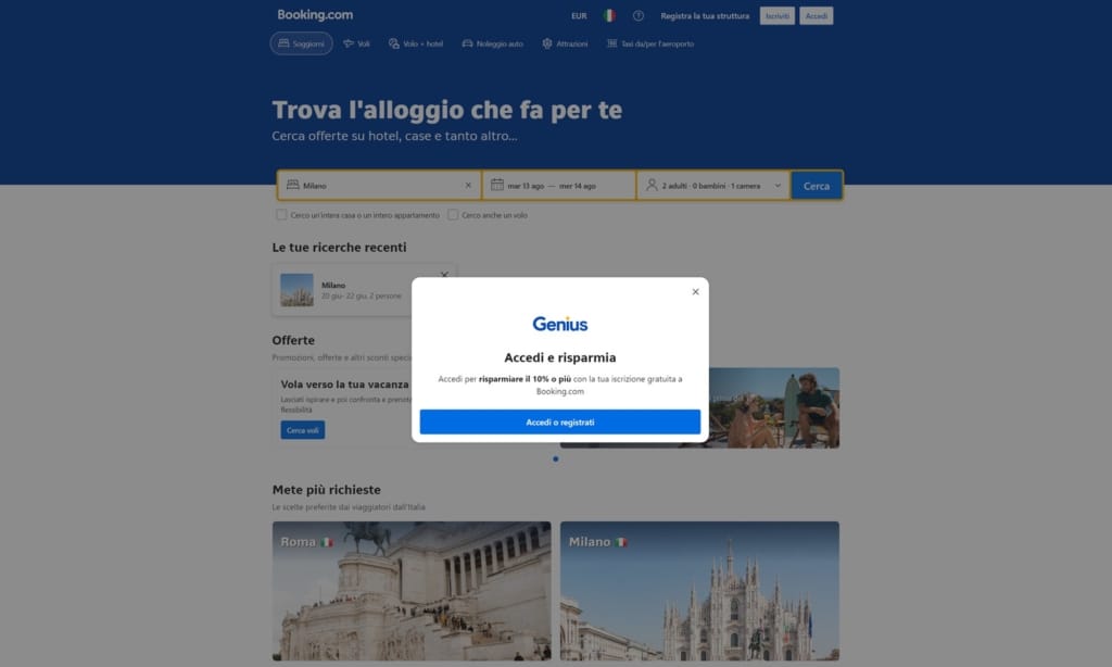 Programma fedelta booking com Sconti accessibili attraverso il programma fedeltà.