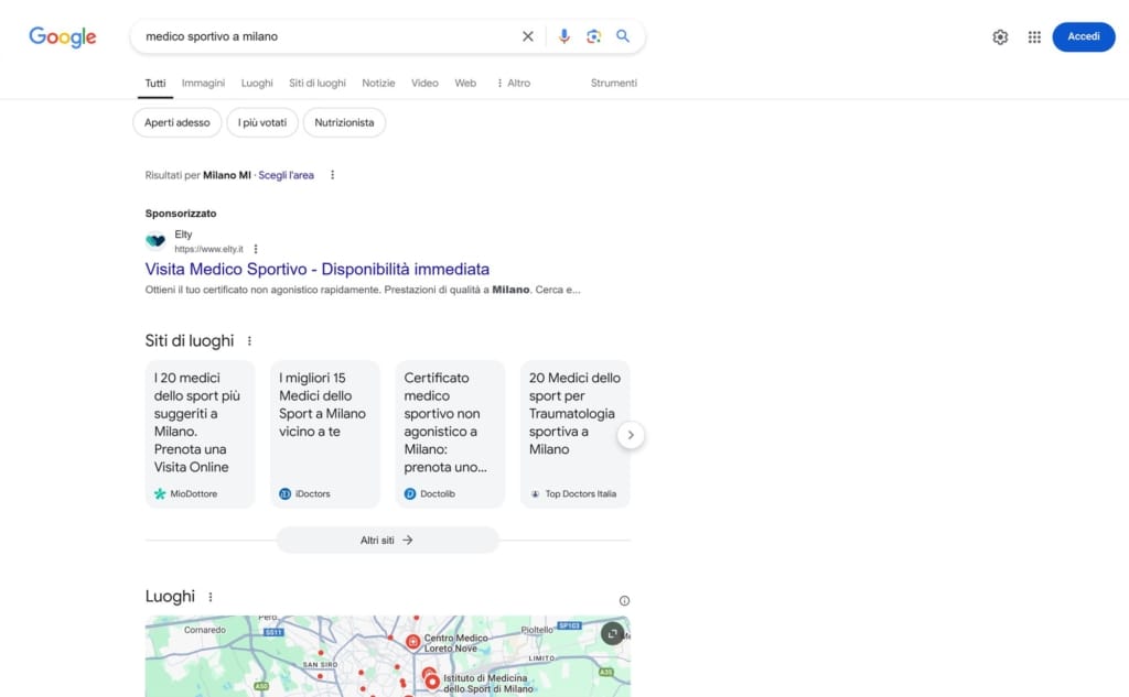 Esempio di domanda consapevole Serp Local Google Un esempio di domanda consapevole su una SERP locale di Google.