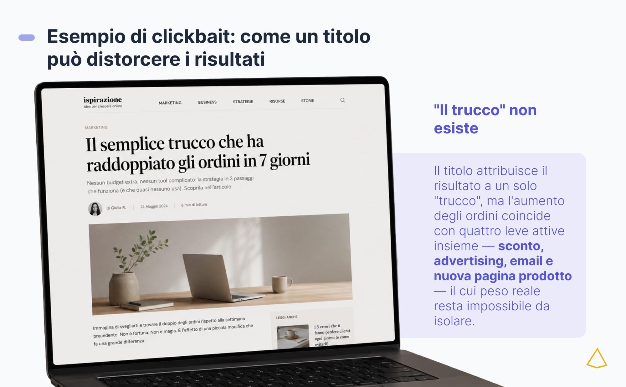 Il titolo attribuisce il risultato a un solo trucco, ma le leve attive erano quattro.