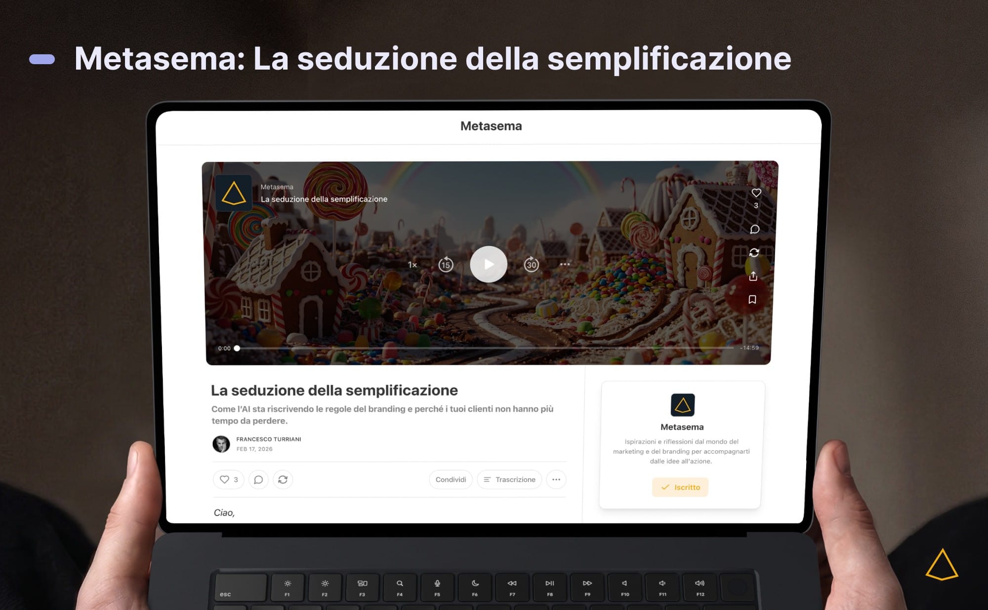 Newsletter Metasema Ingigni Mockup della newsletter Metasema di Ingigni con il numero “La seduzione della semplificazione”.